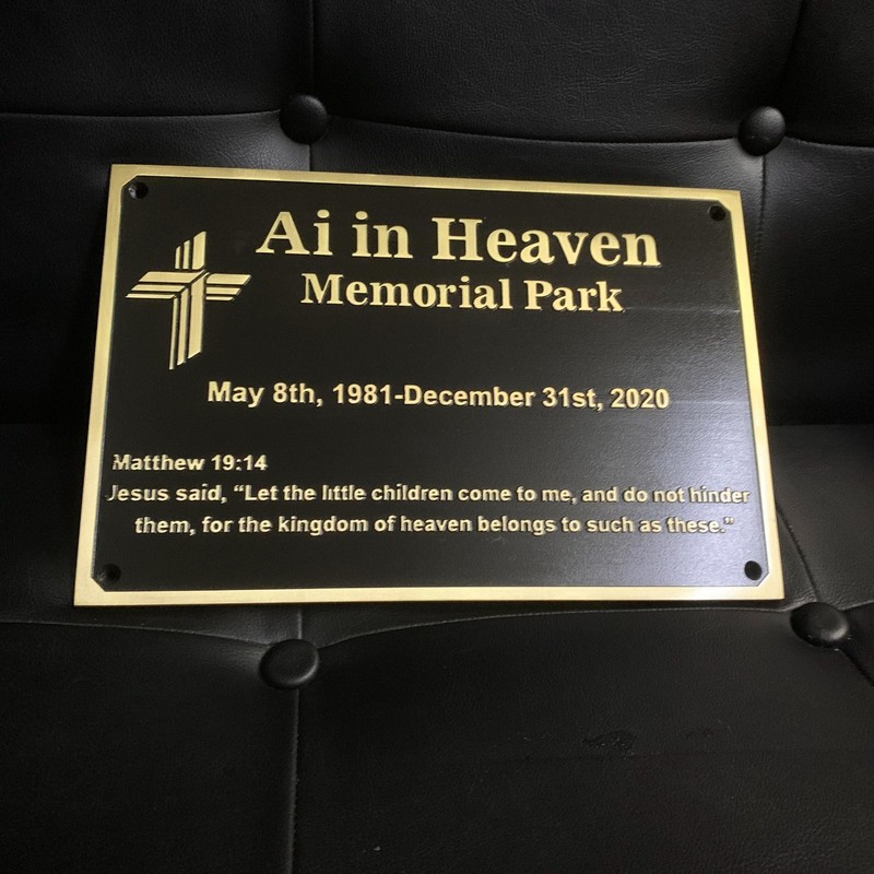 Personalized Brass Remembrance Sign, Custom Memorial Plaque with Cross Engraved gallery