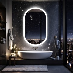 XXL Oval LED Bathroom Mirror Memory Light Anti-Fog Dimmable Lights Vanity Mirror