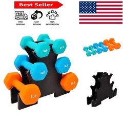 Colored Neoprene Dumbbell Set with Stand – 3, 5, and 8 lbs for Home Training