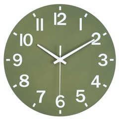 8 Inch Green Wooden Wall Clock Silent Non Ticking Battery Operated Modern Decor