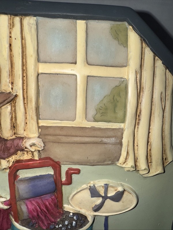 Ceramic Wall Decor “Laundry Day” 3D Octagon 2.2 Pds 7.5”X 7.5” VTG gallery