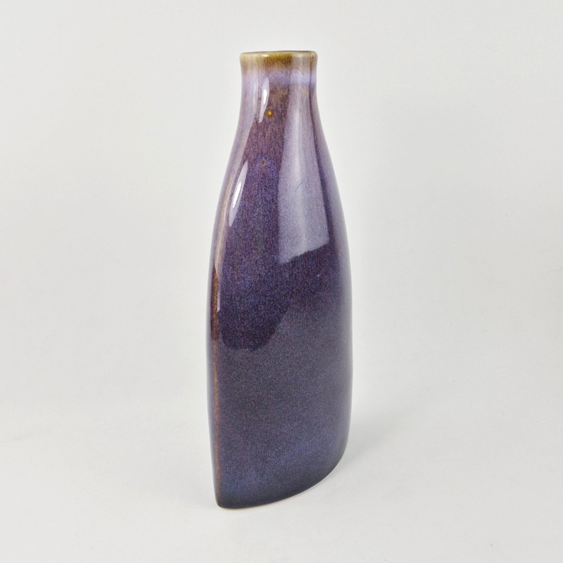Vintage Pier 1 Imports Purple Glazed Stoneware Elongated Vase 12" Modern Boho gallery