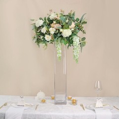 2 Clear 28 in Square Cylinder Glass Flower VASES Table Centerpieces Party Events