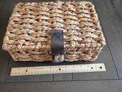 wicker storage basket with lid 11″x7″x4″ Rustic, Cottage, Storage, Decorative