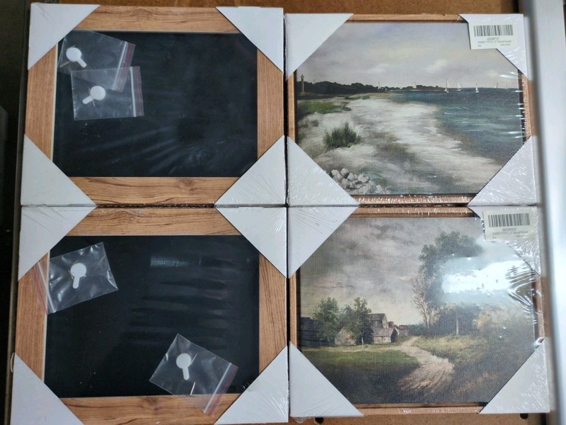 Set Of 4, Framed Landscape Print Modern Canvas Wood Art Horizontal Each 8"x10" gallery
