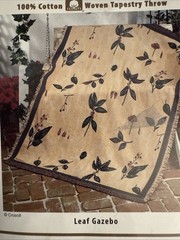 VTG Crown Crafts Good Weavers 46×67 Blanket Tapestry Woven Throw Leaf Gazebo New