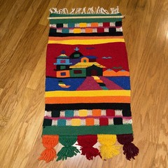 SouthWest Pueblo House Mountain Textile Wall Hanging Colorful Decor Art Mexican