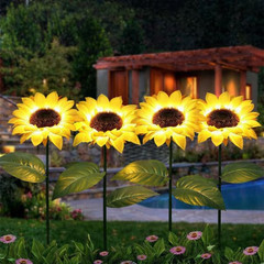 Solar Sunflower Garden Lights Outdoor Waterproof Solar Outdoor Lights 4pks