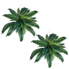 VEVOR 2 Pcs Artificial Boston Ferns Plastic Fern 30Branches Indoor Outdoor Decor