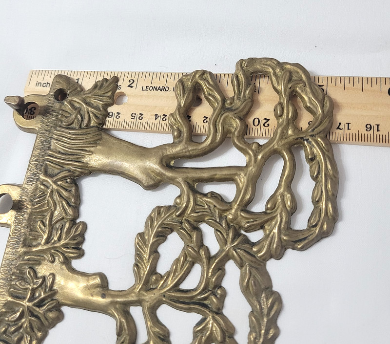 Vtg Brass Metal Bronze 3 Trees Design 5 Hooks Keys Wall Mount Rack 8.5" gallery