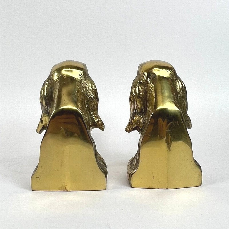 Vtg Solid Brass Irish Setter Dog Bookends English Pointer Hunting 5" Korea gallery