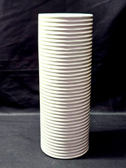 Kavana Ceramic Vase White Vertical & Horizontal Ridge Design 12”