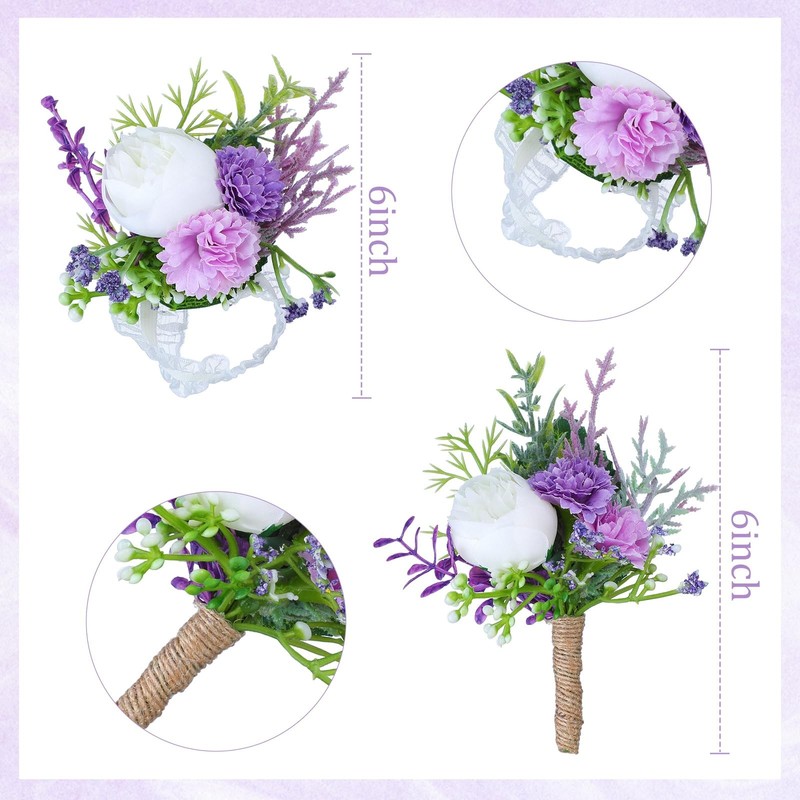 12 Pcs Wedding Corsage and Boutonniere Set Artificial Rose Wedding Corsage Wr... gallery