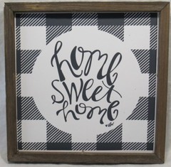Buffalo Check HOME SWEET HOME Sign Wood Frame Collins Fresh+Original 10×10
