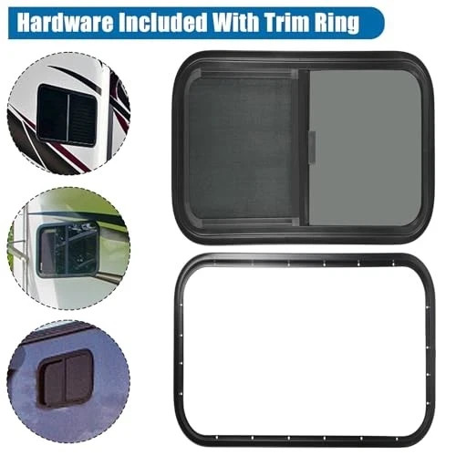 Horizontal RV Windows- 24" W x 20" H - Tinted Sliding RV Window with Net gallery