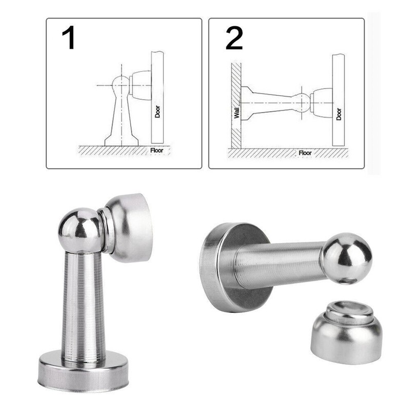 Stainless Steel Magnetic Door Stop Home Door Holder Stopper Wall Floor Mount Lot gallery
