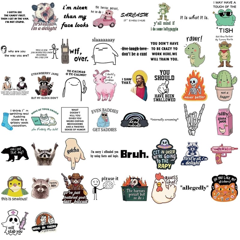 Adult Funny Meme Stickers Vinyl Stickers for Kids Teens Adults 50Pcs Set gallery