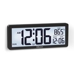 8.5 Inch Digital Wall Clock Battery Operated with Backlight, Temperature, Dat…