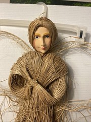 Vintage Angel mask face papier-mâché doll/angel set of two 37”. Set Of (2)