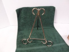 Vintage Easel Picture Plate Book Display Stand Brass / Gold Tone Metal 9 x 11″