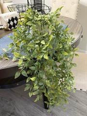 Artificial Hanging Vine Plant Faux Greenery Trailing Leaves White Pot Home Decor