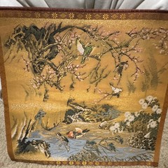 Woven Textile Wall Tapestry Decorative Horizontal Birds Nature Scenic Landscape