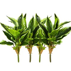 4Packs Variegated Hosta Artificial Plant 17.7″ Faux Green Dieffenbachia Plant…