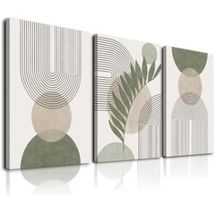 Abstract Geometric Framed Wall Art Set in Sage Green – 12×16 for Any Room