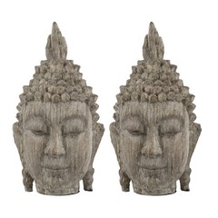 2Pack 4.5″x8″ Meditating Buddha Head, Sculpture Small Table Decorative Polyester