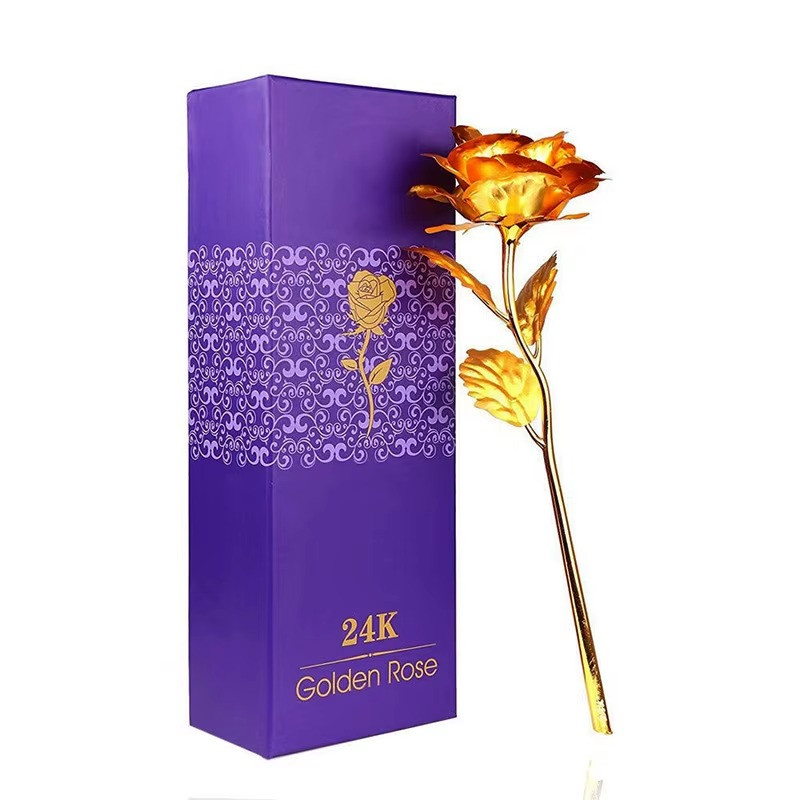 24K Golden Rose, ALLOMN Long Stem Real Rose Dipped in Gold with Gift Box gallery