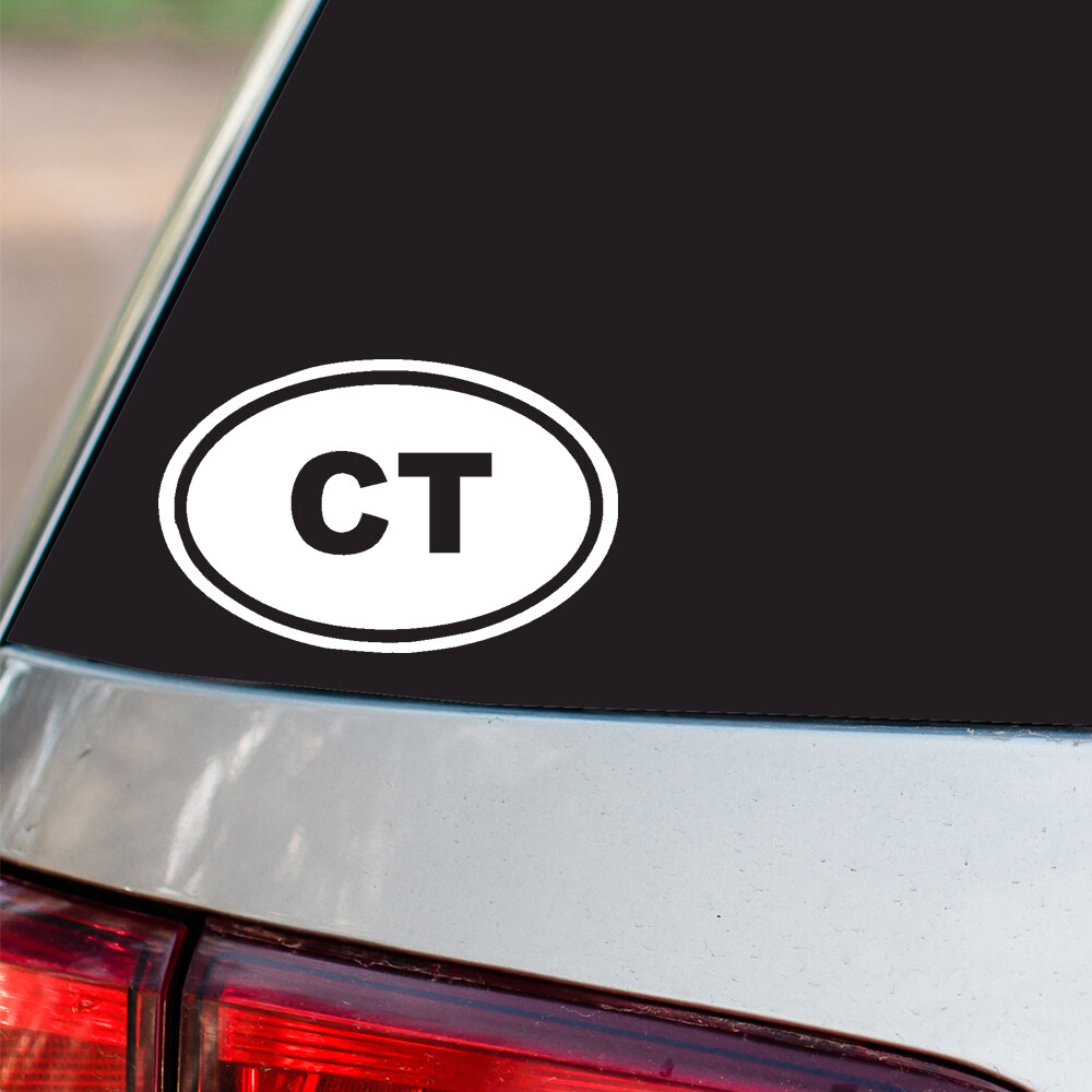 CT Sticker Connecticut State oval euro all chrome & regular vinyl color choices