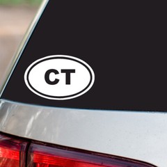 CT Sticker Connecticut State oval euro all chrome & regular vinyl color choices