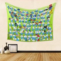 The Smurfs Characters Single-Side Print Tapestry Room Decorate Soft And Smooth
