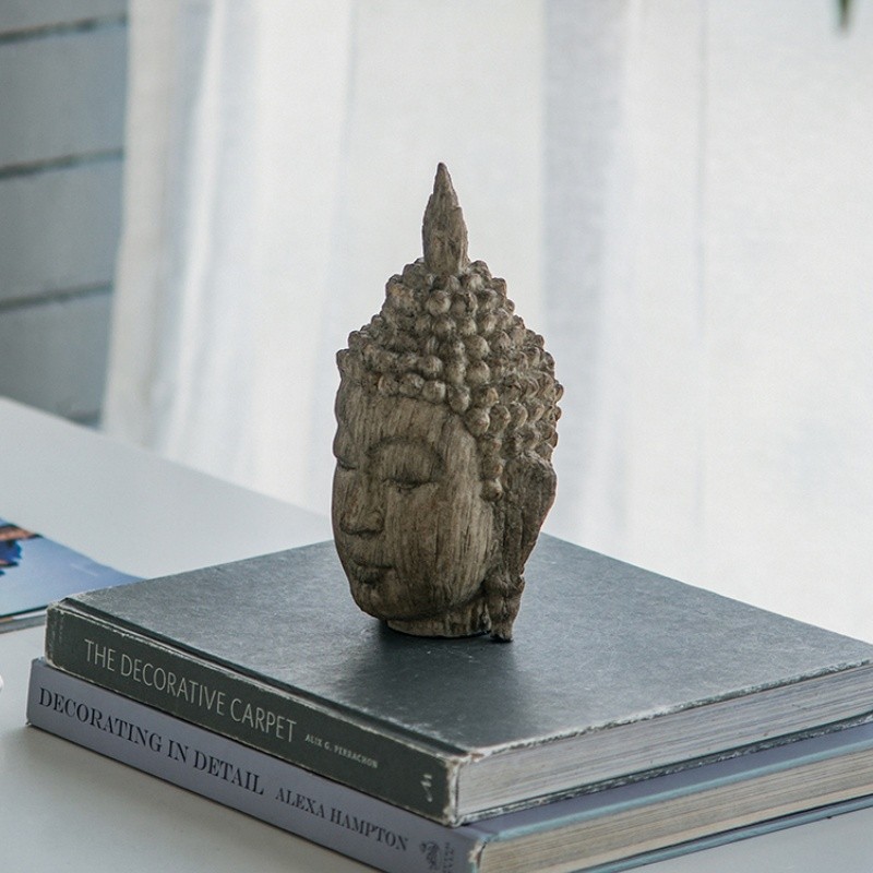 2Pack 4.5"x8" Meditating Buddha Head, Sculpture Small Table Decorative Polyester gallery