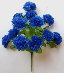 Royal Blue Carnation Bush 12-Bloom 17″ Silk Flower Holiday Home In/Outdoor Decor