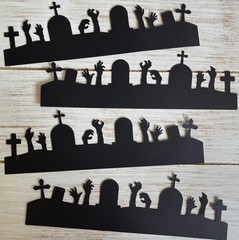 8 Paper graveyard cutouts Die cuts Halloween card making scapbooking Spooky