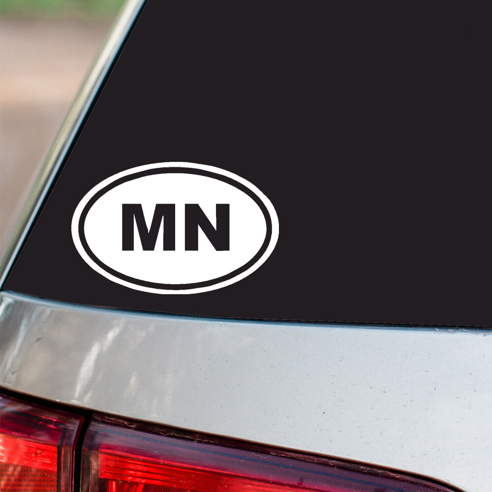 MN Sticker Minnesota State oval euro all chrome & regular vinyl color choices gallery
