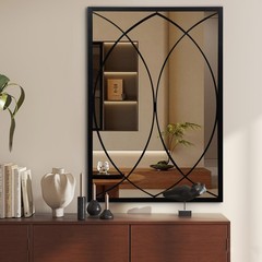 Black Rectangle Mirror, Farmhouse Decorative Wall Mirror for Entryway, Living…
