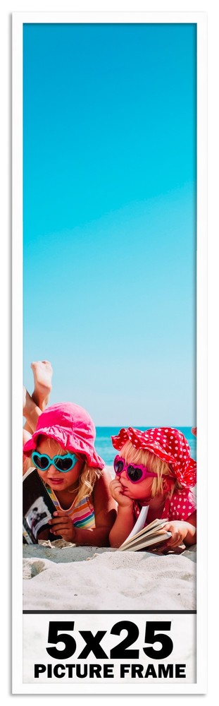5x25 Frame White Wood Picture Photo Frame with UV Acrylic and Acid Free Backing