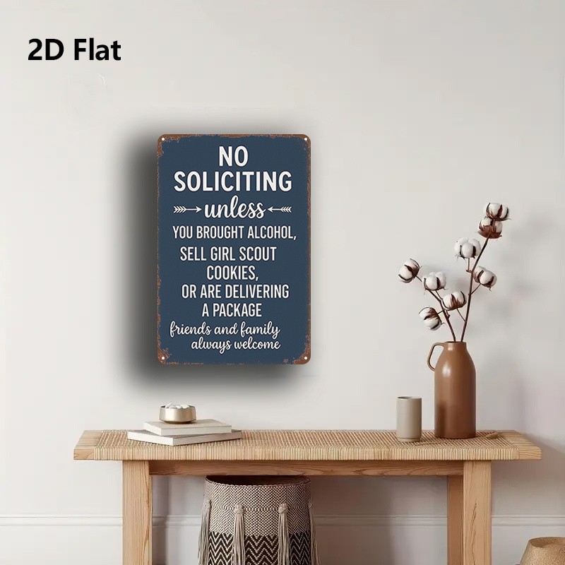 Tin Sign 8X12 Inches "No Soliciting" Metal Wall Decor gallery