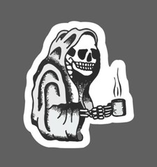 Grim Reaper Sticker Coffee Cup Waterproof – Buy Any 4 For $1.75 Each Storewide!