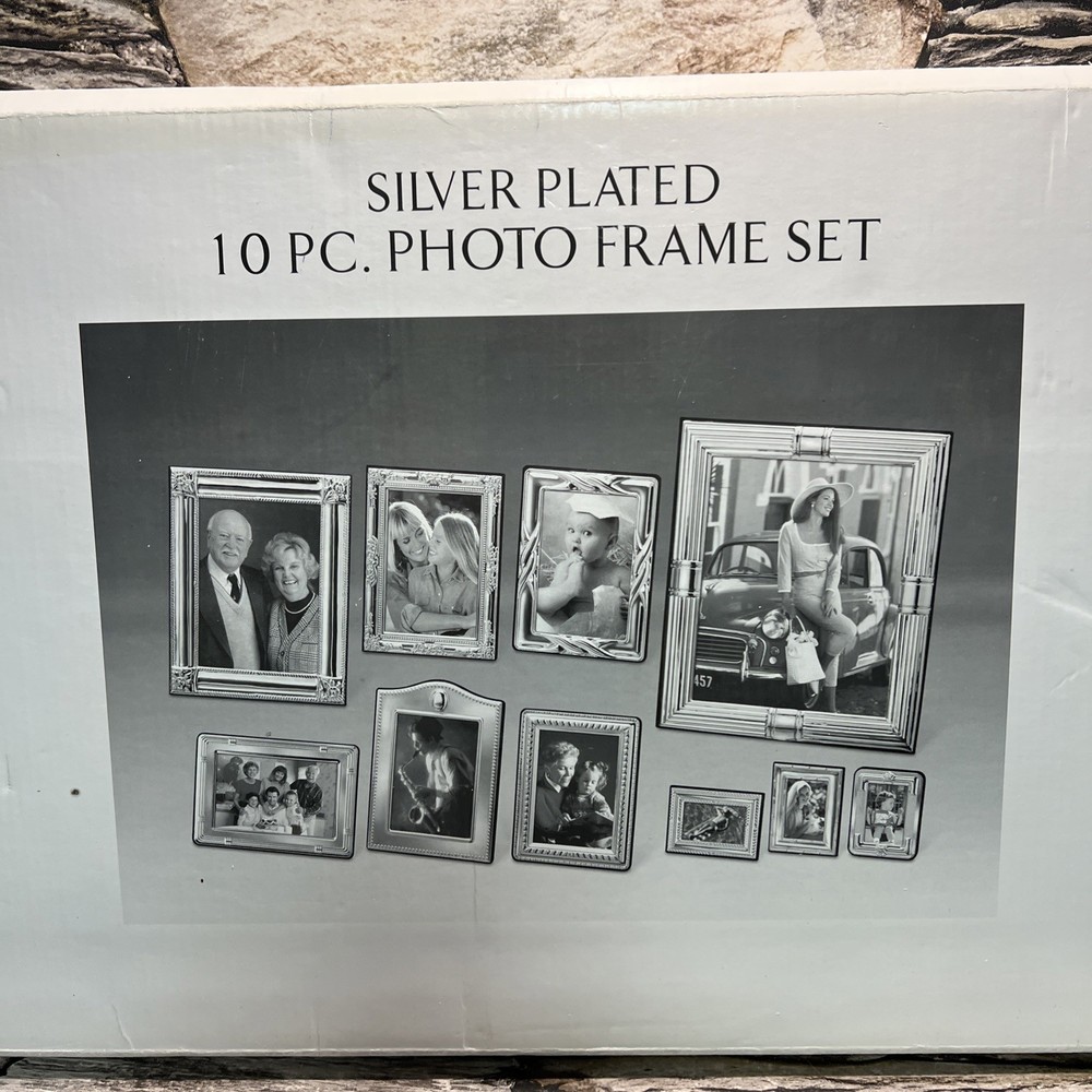Vtg Godinger Silver Plated Art Photo Frames 1-8 X 10, 1-5x7, 2-4x6, 3-3x5, 3-2x3