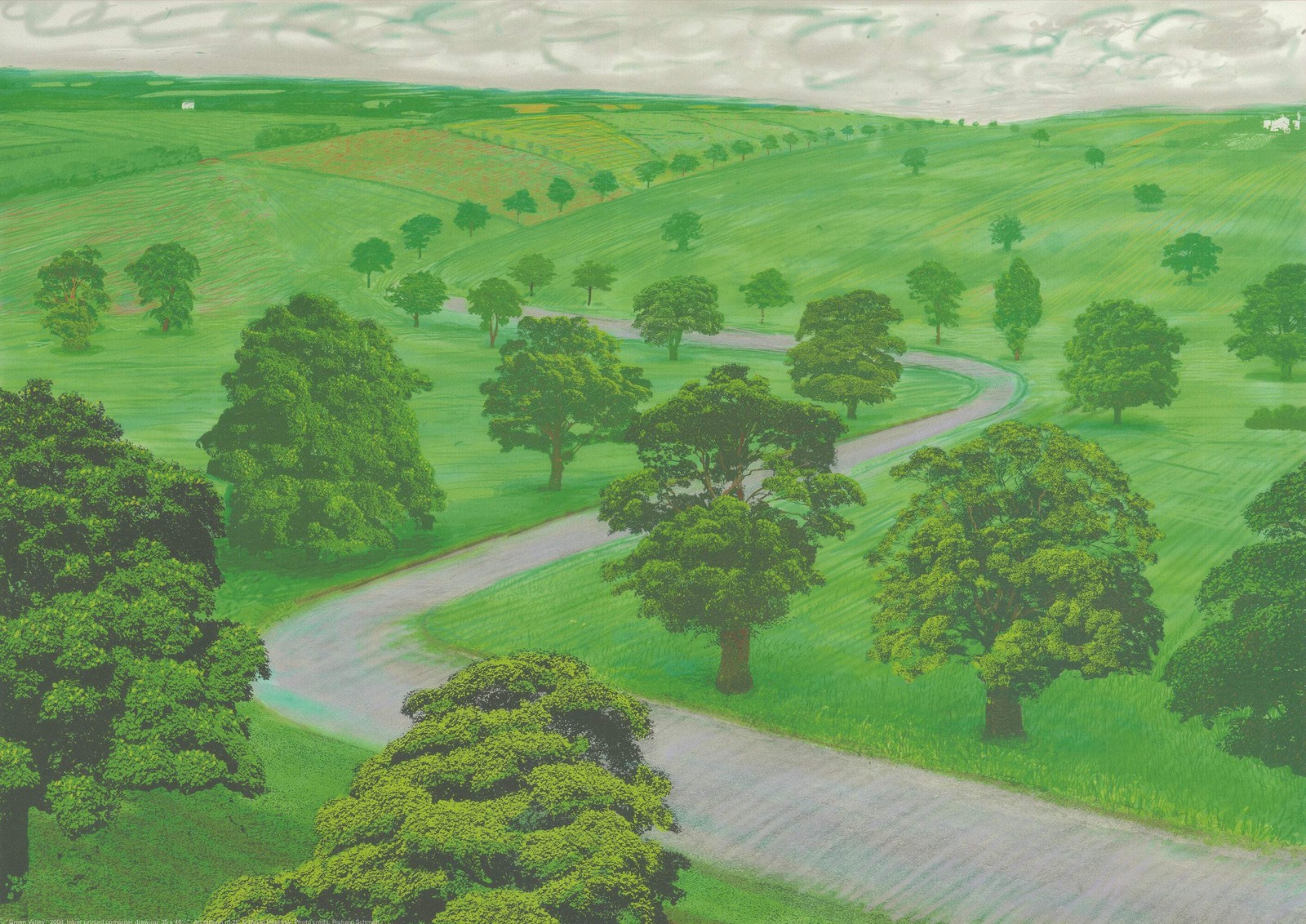 DAVID HOCKNEY Green Valley 19.5" x 24" Offset Lithograph 2008 Pop Art Green, Gra gallery