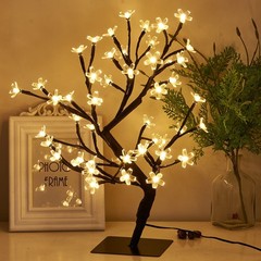 17.5 Inch Lighted Cherry Blossom Tree, 48 Warm White Lights Plug in Adapter, …