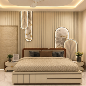 Elegant Minimalist Bedroom with Warm Lighting