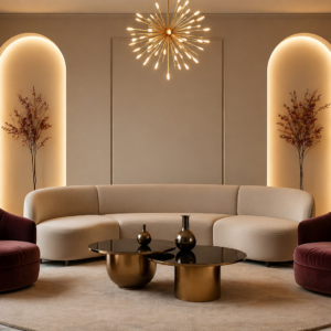 Luxurious Minimalist Curved Sofa Set with Elegant Accents