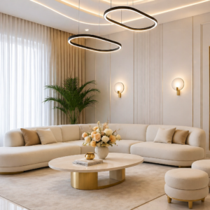 Elegant Minimalist Beige Sofa Set with Modern Accents