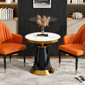 Modern Bistro Set with Gold and Marble Accents