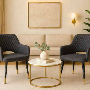 Elegant Modern Lounge Set with Marble and Gold Accents