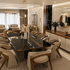Luxurious Modern Dining Room Set with Sculptural Accents